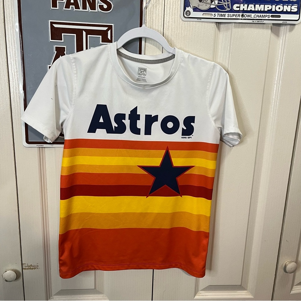 Houston Astros Striped T-Shirt - White, Orange, Red